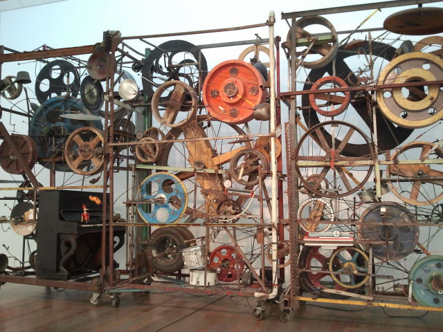 This Tinguely sculpture makes interesting, dissonant music.